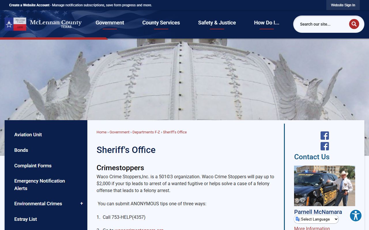 McLennan County Sheriff's Office inmate records links
